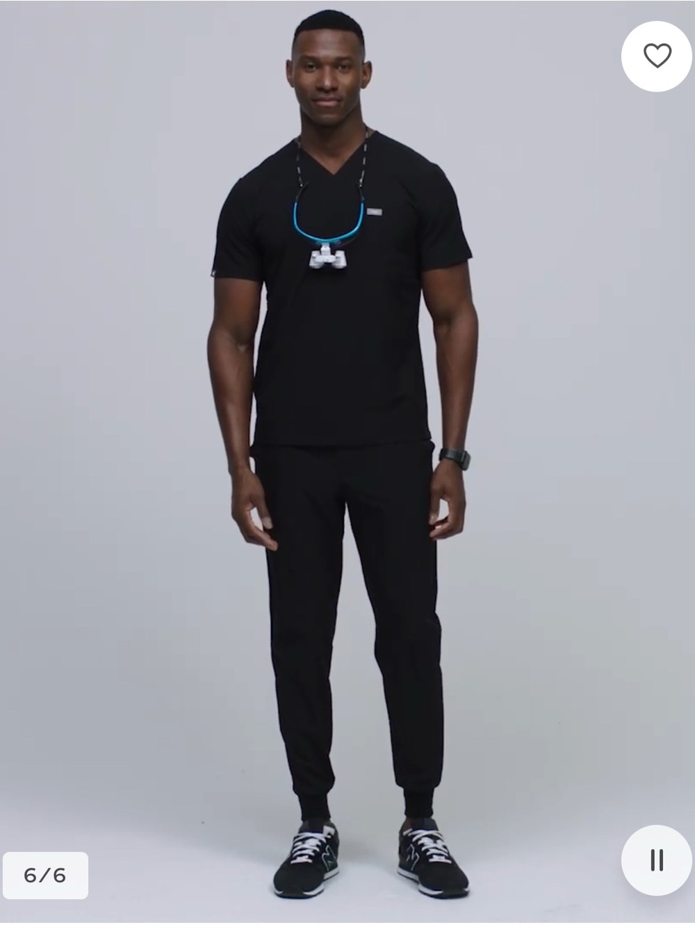 Figs Black Medical Scrub Top and Jogger Pants Set